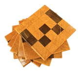 Set of 7 Checkered Wood Coasters