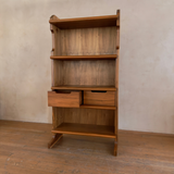 Sculptural Wood Bookcase with Geometric Details