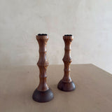 Pair of Sculptural Hand-Turned Wood Candlesticks