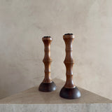 Pair of Sculptural Hand-Turned Wood Candlesticks