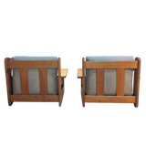 Pair of Oak Frame Lounge Chairs