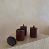 Trio of Wooden Cannisters