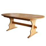 Vintage Swedish Oak Trestle Dining Table