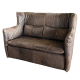 Vintage Chocolate Leather High Back De Sede Loveseat
