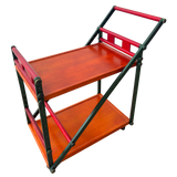 Italian Postmodern Bar Cart in Paprika and Racing Green