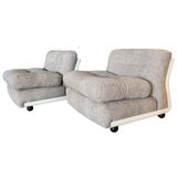 Pair of Cream and Taupe B&B Amanta Lounge Chairs