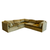5 Piece Milo Baughman Sectional in Deep Ochre Velvet