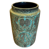 Green Studio Ceramic Vase with Abstract Relief