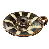 Black and White Striped Ceramic Candle Holder