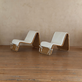 Pair of Tito Agnoli P3 Rattan Lounge Chairs for Bonacina, 1960