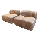 Pair of Champagne Velvet Slipper Chairs by Titina Ammannati and Gianpiero Vitelli for Brunati Italia