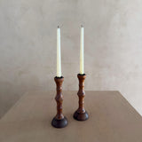 Pair of Sculptural Hand-Turned Wood Candlesticks