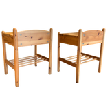 Pair of Slatted Pine Nightstands