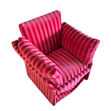 Italian Red Striped Velvet Accent Chair