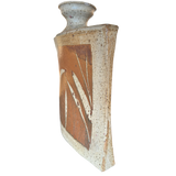 Large Square Ceramic Vase with Abstract Leaf Motif