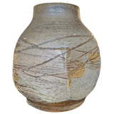 Muted Blue Grey Studio Vessel with Carved Detail