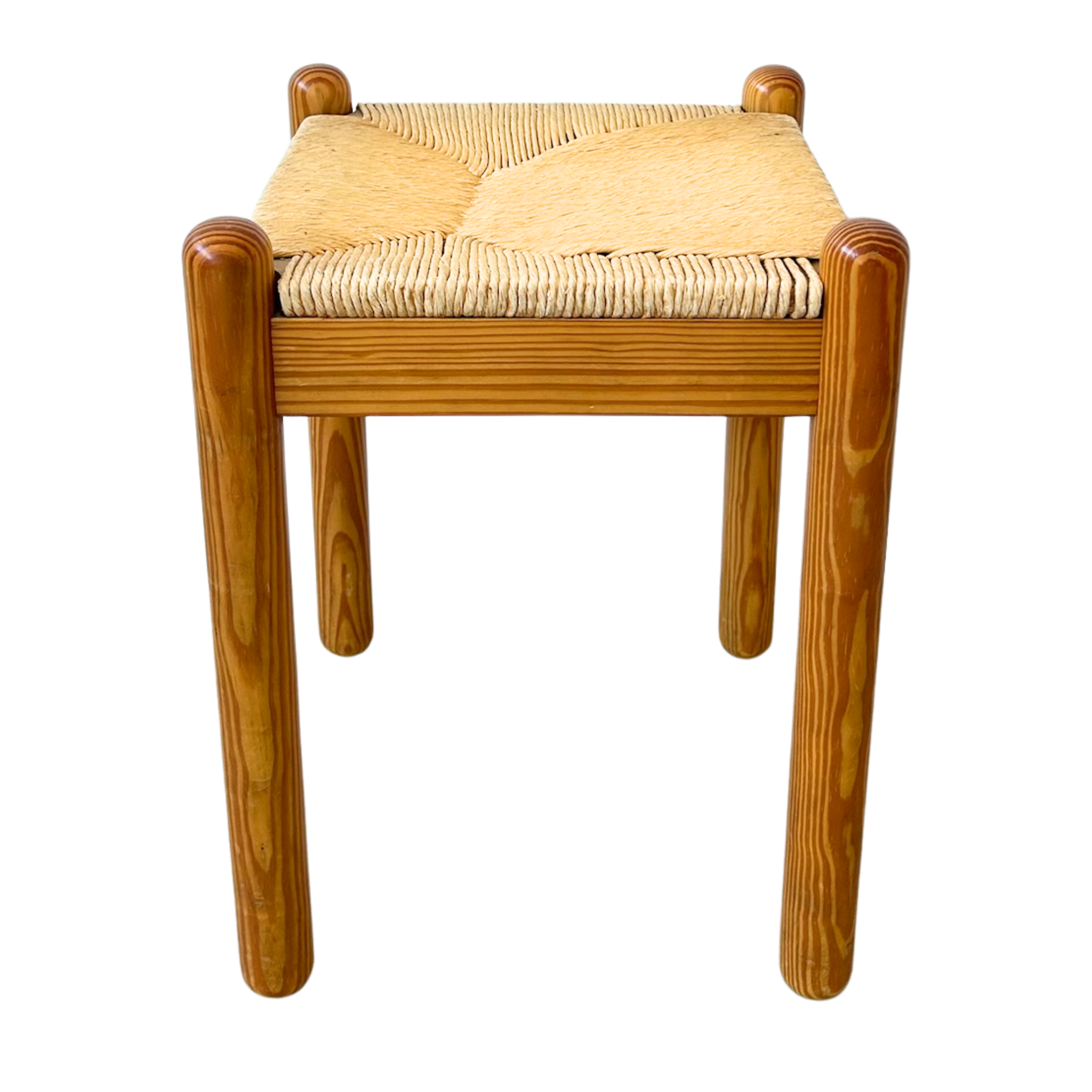 Pine and Woven Rush Seat Stool