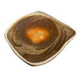 Square Studio Ceramic Dish in Brown and Ochre Glaze