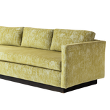 Milo Baughman Tuxedo Sofa in Chartreuse Velvet