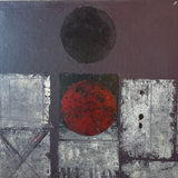 Vintage Purple and Red Abstract Art, 1960s