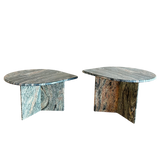 Vintage Pair of Pink and Charcoal Stone Coffee Tables