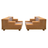 Pair of Tiered Wicker Lounge Chairs