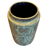 Green Studio Ceramic Vase with Abstract Relief