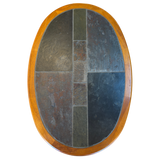 Slate and Teak Oval Coffee Table