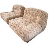 Pair of Textured Tufted Lounge Chairs, 1970s