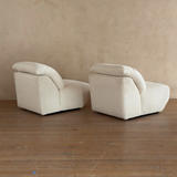 Pair of Postmodern Textured Cream Rope Knit Lounge Chairs