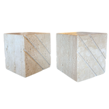 Fratelli Manelli Carved Travertine Bookends