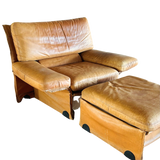 Leather Lounge + Ottoman by Titina Ammannati & Gianpiero Vitelli, 1970s