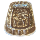 Brown Glazed Ceramic Ashtray with Sculpted Relief