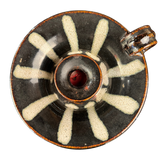 Black and White Striped Ceramic Candle Holder