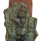 Patinated Bronze Female Relief on Wood