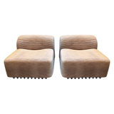 Pair of Champagne Velvet Slipper Chairs by Titina Ammannati and Gianpiero Vitelli for Brunati Italia