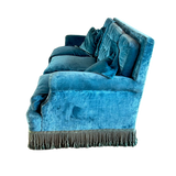 Antique Teal Fringed Sofa