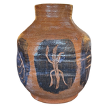 Brown and Indigo Studio Pottery Vase