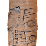 Tall Studio Ceramic Vase with Brutalist Motifs