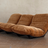 Burnt Orange Velvet Marsala Sofa by Michel Ducaroy for Ligne Roset, 1970's