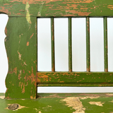 Rustic Apple Green Slat Back Bench