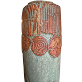 Seafoam and Terra Cotta Relief Studio Vase