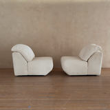 Pair of Postmodern Textured Cream Rope Knit Lounge Chairs