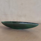 Sculptural Emerald Green Oval Ceramic Dish