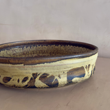 Vintage Rustic Yellow Glazed Pottery Basin