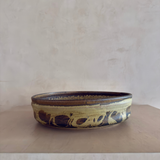 Vintage Rustic Yellow Glazed Pottery Basin