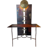 Brutalist Mixed Metal Console with Integrated Lighting by Leo Maltes