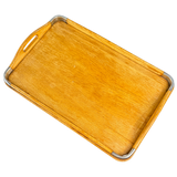 Handmade Wood Serving Tray with Metal Accents