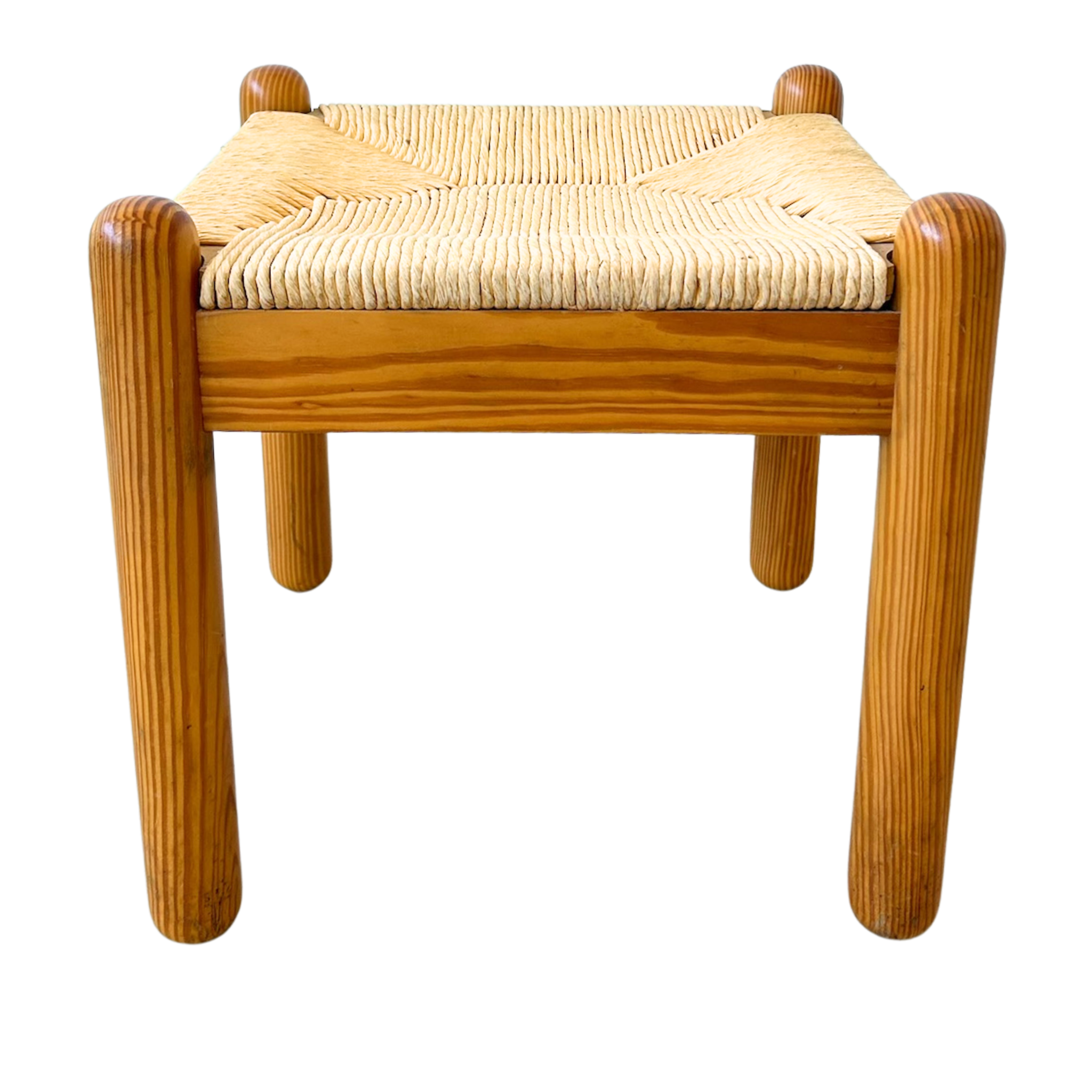 Pine and Woven Rush Seat Stool