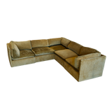 5 Piece Milo Baughman Sectional in Deep Ochre Velvet